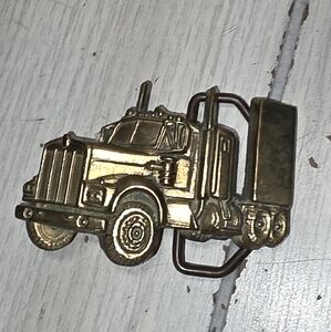 Vtg 1978 Semi Truck Long Nose Baron Belt Buckle Brass 6005 Trucker Western